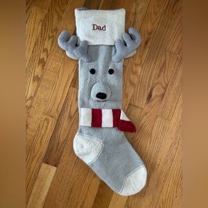 Pottery Barn Gray Reindeer Christmas Stocking